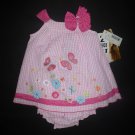 NWT Youngland Baby Girl Pink Gingham Plaid Butterfly Easter Dress Bloomers 18 M