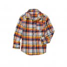 NWT Crazy 8 Orange Blue Plaid Boys Long Sleeve Button Down Shirt Small 5-6