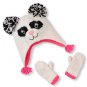 NWT The Childrens Place Girl Shimmery Panda Knitted Hat Mittens Set 6-12 M 2T 3T