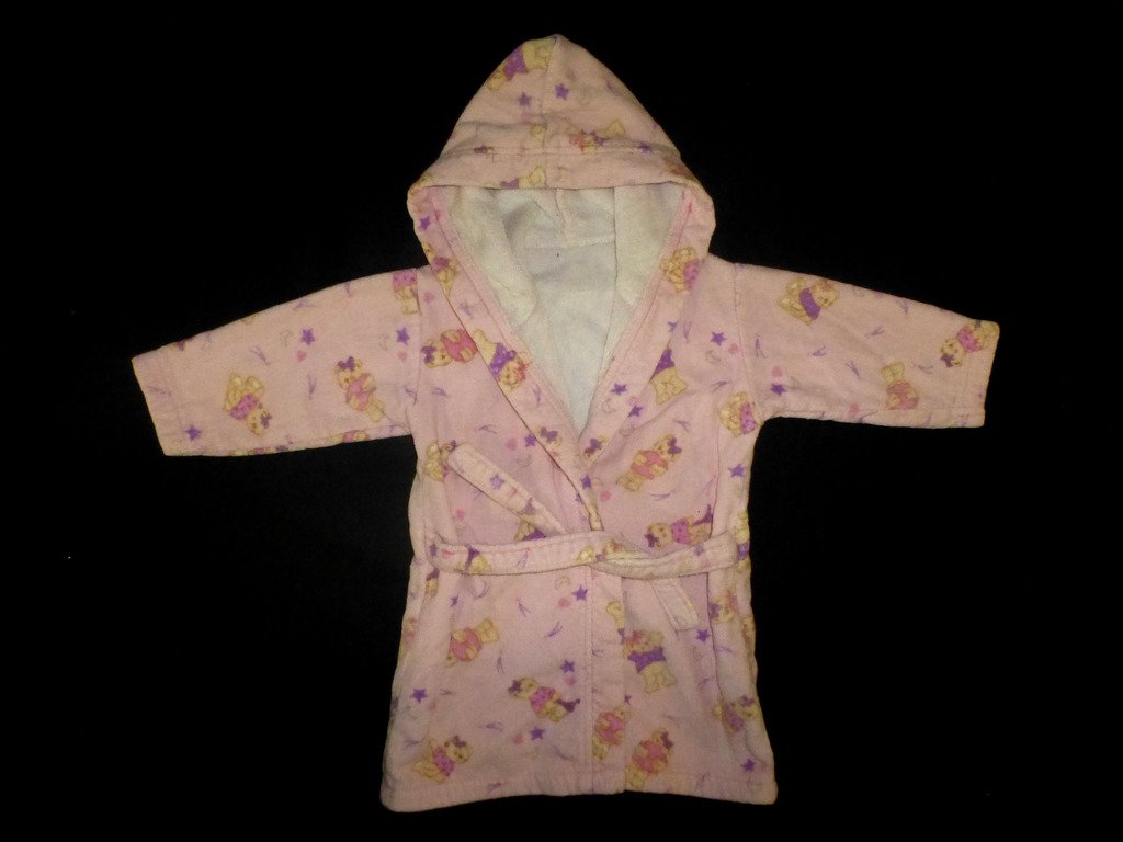 St. Bernard Pink Teddy Bear Hooded Terry Swim Cover Up Bath Robe Size 2-3