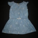 OshKosh Baby Girl Blue Denim Palm Tree Sleeveless Dress 18 Months