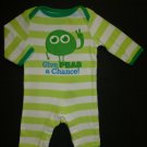 Circo Baby Boy Green Striped Long Sleeve Give Peas a Chance Romper Sleeper 3 M