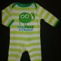 Circo Baby Boy Green Striped Long Sleeve Give Peas a Chance Romper Sleeper 3 M