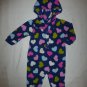 Carter's Baby Girls Blue Hooded Heart Fleece Romper Sleeper 6 Months Valentines
