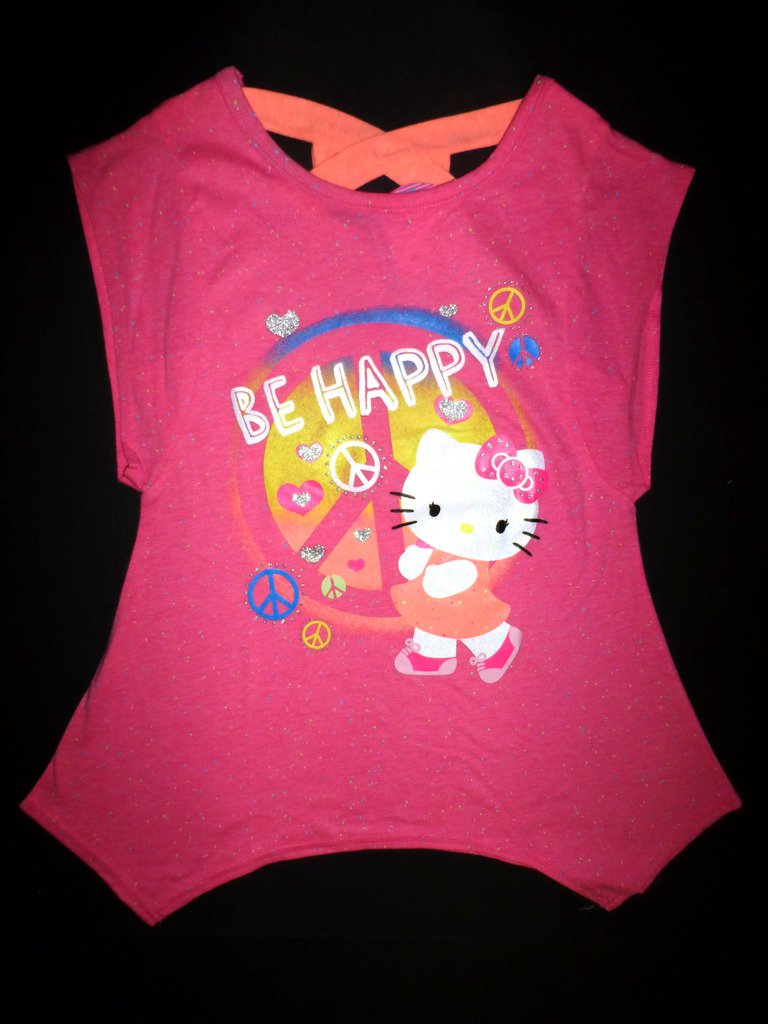 NWT Hello Kitty Piece Sign Pink Sleeveless Girls Hanker Chief Tunic Shirt 10/12