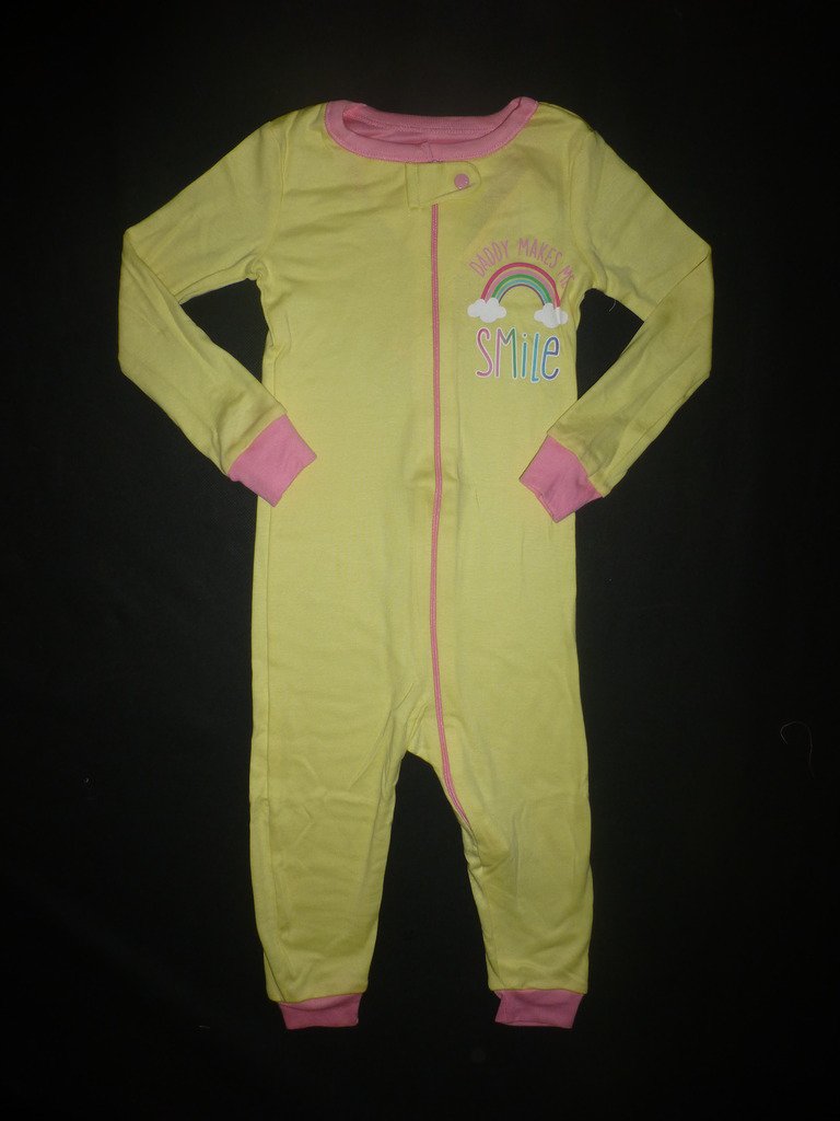 NWT The Children's Place Yellow Rainbow Romper Stretchie Sleeper Pajamas 18-24 M