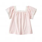 NWT Crazy 8 Girls Pink Crochet Trim Striped Short Sleeve Shirt 5T
