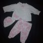 Little Me Baby Girls White Kimono Shirt Pink Floral Footed Pants Hat Outfit 3 M