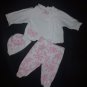 Little Me Baby Girls White Kimono Shirt Pink Floral Footed Pants Hat Outfit 3 M