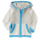 NWT Gymboree Brand New Baby Boys Gray Blue Hooded Cardigan Sweater 12-18 M
