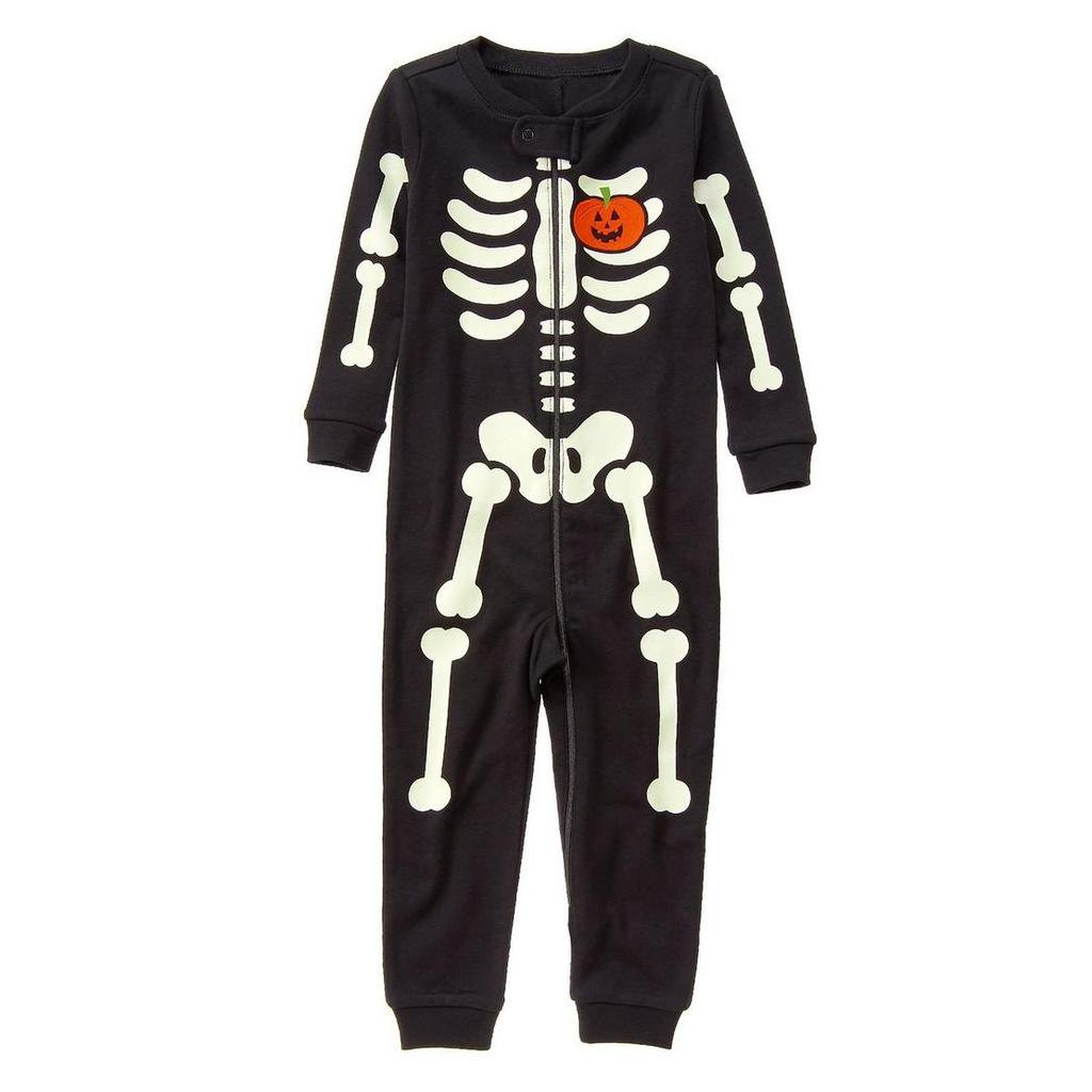 NWT Gymboree Black Skeleton Glow-in-the-Dark Halloween Gymmies Pajamas 2T