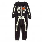 NWT Gymboree Black Skeleton Glow-in-the-Dark Halloween Gymmies Pajamas 2T