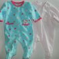 Carter's Baby Girl Pink Zebra Striped Fleece Romper Sleeper 3 Months