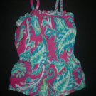 The Childrens Place Girls Pink Turquoise Sleeveless Rayon Romper Sunsuit 12-18 M