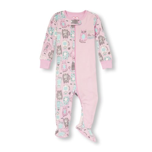 NWT The Children's Place "Cool Like Daddy" Purple Cat Footed Sleeper Pajamas 5T