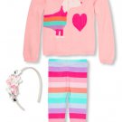 NWT The Childrens Place Puppy Sweater Leggings Headband Baby Girl Outfit 12-18 M