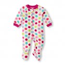 NWT The Children's Place Girls Polka Dot Footed Fleece Sleeper Pajamas 5T