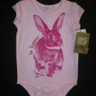 NWT Carhartt Baby Girl Pink Bunny Rabbit Short Sleeve Bodysuit Romper 9 M Easter