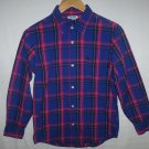 Old Navy Girls Blue Pink Plaid Button Down Long Sleeve Shirt 14-16