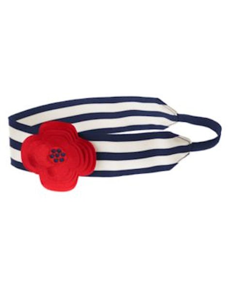 NWT Gymboree Brightest In Class Striped Red Flower Hair Headband 4th of July
