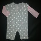 Carter's Baby Girl Gray Polka Dot Long Sleeve Romper Sleeper 3 Months