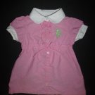 US Polo Assn Baby Girl Pink Short Sleeve Button Down Dress 12 Months