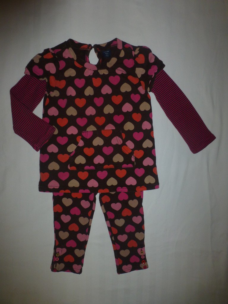 Gap Girls Brown Heart Tunic Shirt & Leggings Valentine's Day Outfit 2T 3T