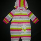 Carter's Baby Girls Striped Bunny Hooded Fleece Romper Sleeper 3 Months Easter