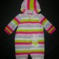 Carter's Baby Girls Striped Bunny Hooded Fleece Romper Sleeper 3 Months Easter