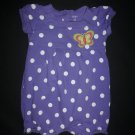 Carter's Baby Girl Purple Polka Dot Buitterfly Sleeveless Romper Sunsuit 12 M