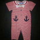 Baby Crew Vintage Girls Red Striped Short Sleeve Sailor Romper 24 M 4th of July