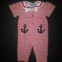 Baby Crew Vintage Girls Red Striped Short Sleeve Sailor Romper 24 M 4th of July