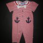 Baby Crew Vintage Girls Red Striped Short Sleeve Sailor Romper 24 M 4th of July