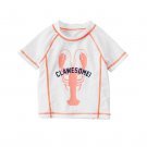 NWT CRAZY 8 Lobster Boys White Short Sleeve Rash Guard Swim Shirt 4T