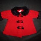Starting Out Girls Red Faux Fur Collar Coat Spring Jacket 3 Months
