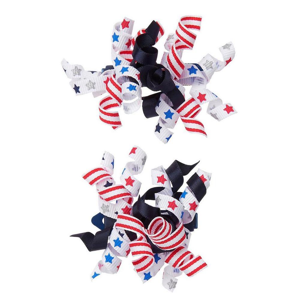 NWT Gymboree Red White & Cute 4th of July Curlies Girls Curly Ribbon Hair Clips