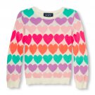 NWT The Cildren's Place Girls Neon Heart Print Valentine's Day Sweater 4T