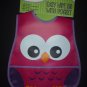 NWT Baby Studio EVA Plastic Waterproof Pink Owl Pocket Feeding Bib