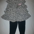 Carter's Baby Girl Gray Ruffle Animal Print Tunic & Leggings Outfit 6 Months