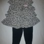 Carter's Baby Girl Gray Ruffle Animal Print Tunic & Leggings Outfit 6 Months