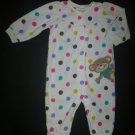 Carter's Baby Girls Polka Dot Monkey Fleece Romper Footless Sleeper 9 Months