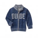 NWT Crazy 8 Boys Blue "Dude" Zip Cardigan Sweater 4T