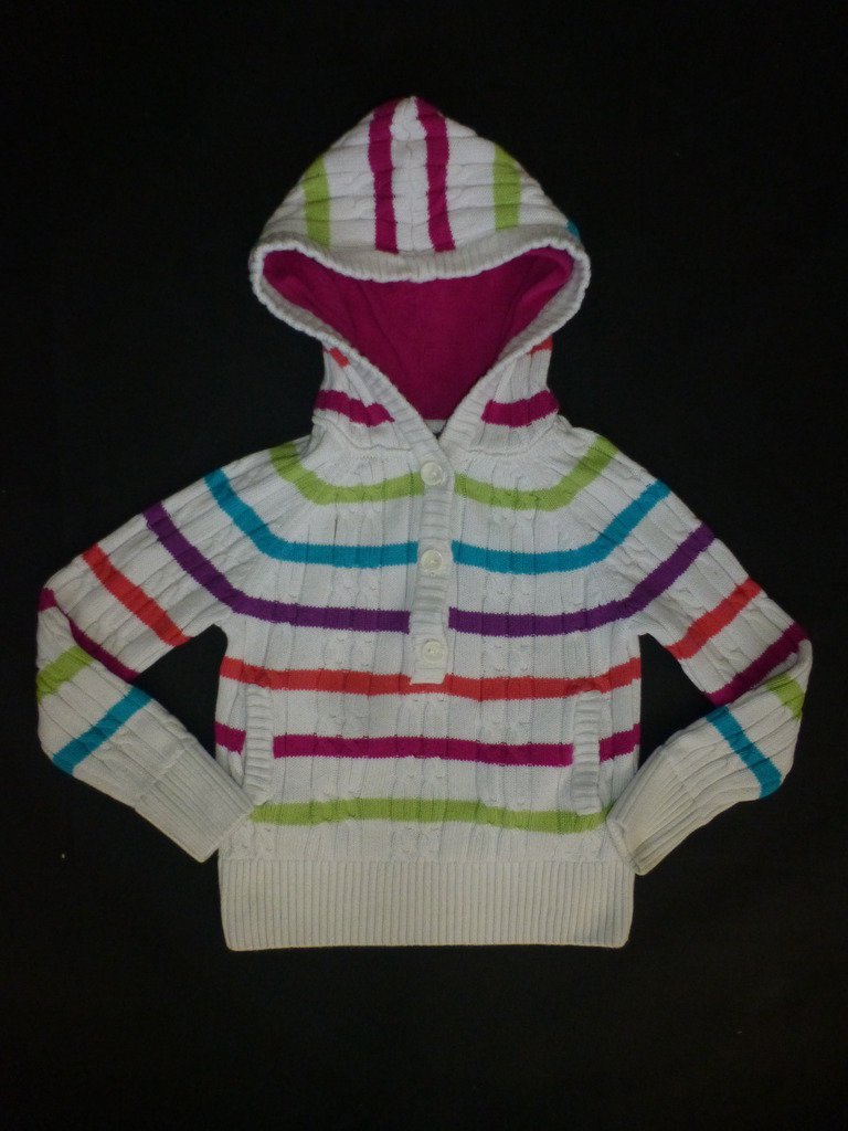Tommy Hilfiger Hooded Striped Pullover Girls Cable Knit Sweater Size 6