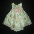 Rare Editions Baby Girl Green Pink Floral Easter Dress & Bloomers 12 Months
