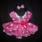 Disney Minnie Mouse Baby Girl Pink Tutu Dress Bow Head Band Costume 6-12 Months