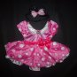 Disney Minnie Mouse Baby Girl Pink Tutu Dress Bow Head Band Costume 6-12 Months