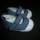 Gymboree Baby Girl Blue Polka Dot Denim Mary Jane Crib Shoes Size 2