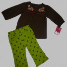 NWT Carter's Baby Girl Brown Tunic Green Polka Dot Pants Outfit 9 Months