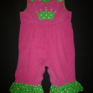 Kelly Kids Baby Girl Pink Corduroy Green Ruffle Overalls Romper 6 Months
