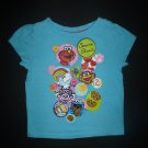 Sesame Street Elmo Cookie Monster Zoey Abby Girls Blue Short Sleeve Shirt 18 M